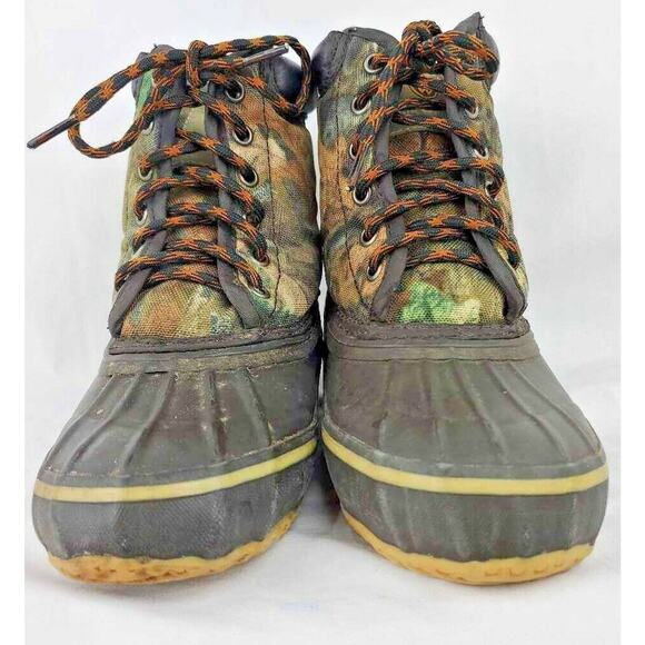 Game Winner Thermolite Kids Duck Boots Black Camouflage Lace Up Steel Shank 2 - Picture 2 of 12